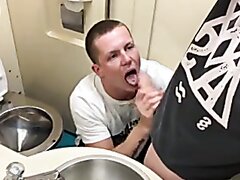 scally lad sucks dick and gets facial on train