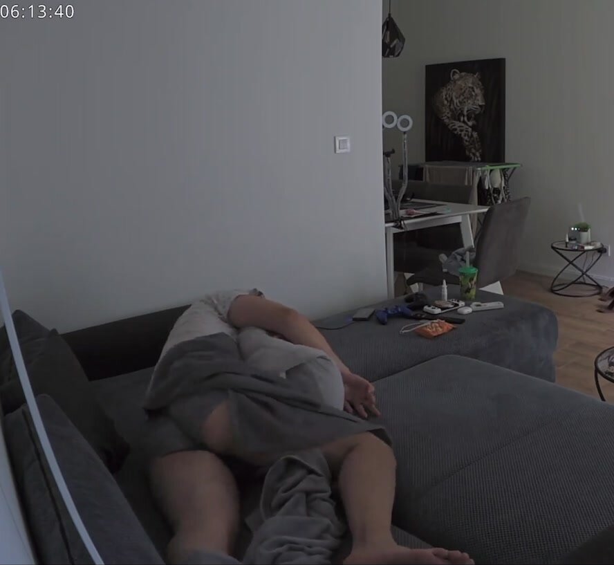 Guy spied sleeping on couch