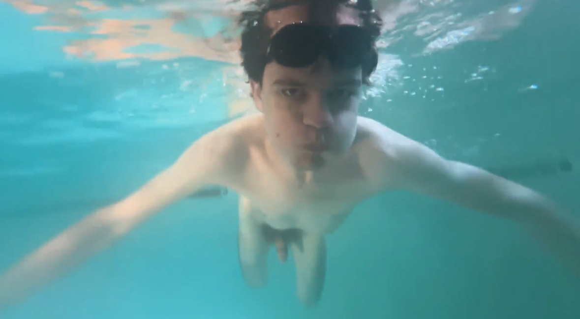 Twink Swimming Naked in Pool