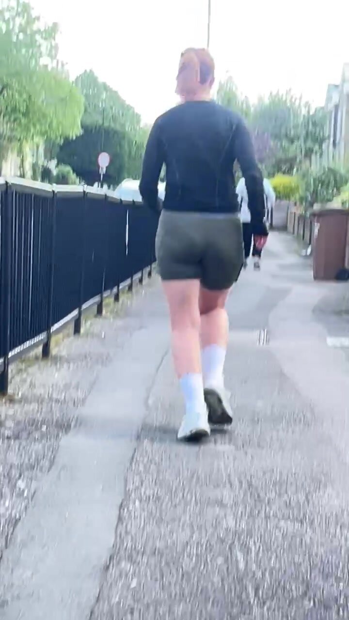 Redhead pawg in green shorts