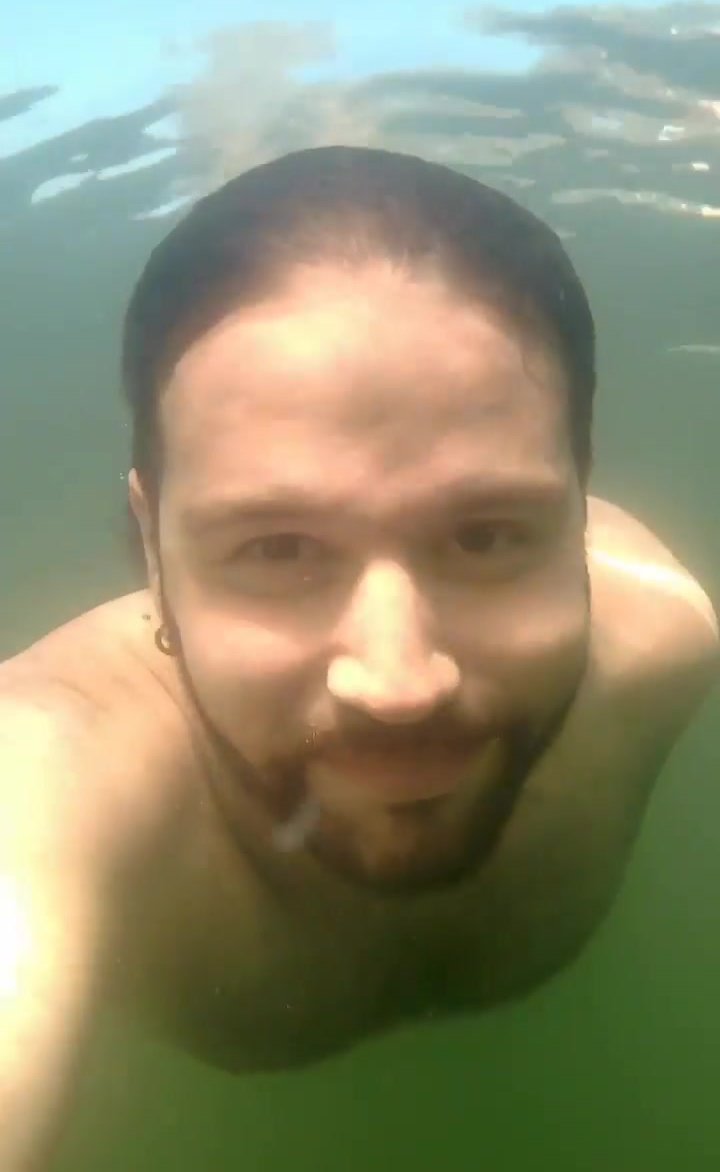 Long haired cutie barefaced underwater - video 2