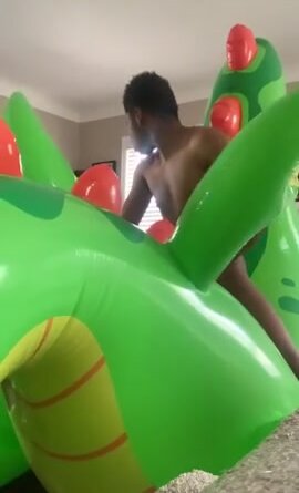 Sex with big inflatable green dragon