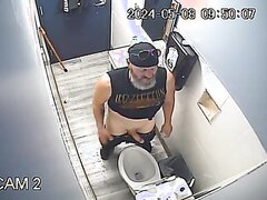 Spy - Hung Dad playing with his dick on ipcam