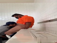 horny fag fucked by chub latino in public restroom