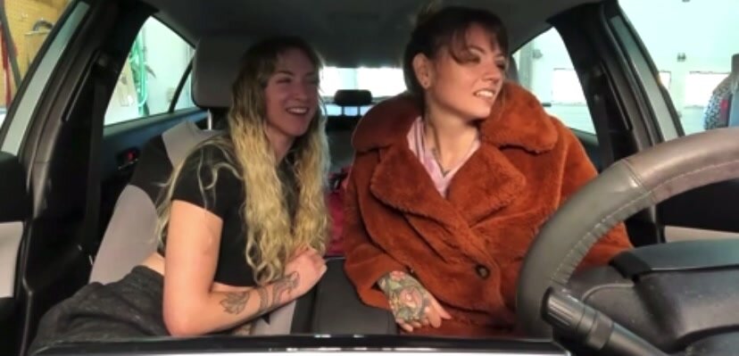 Two girls hotbox car with farts