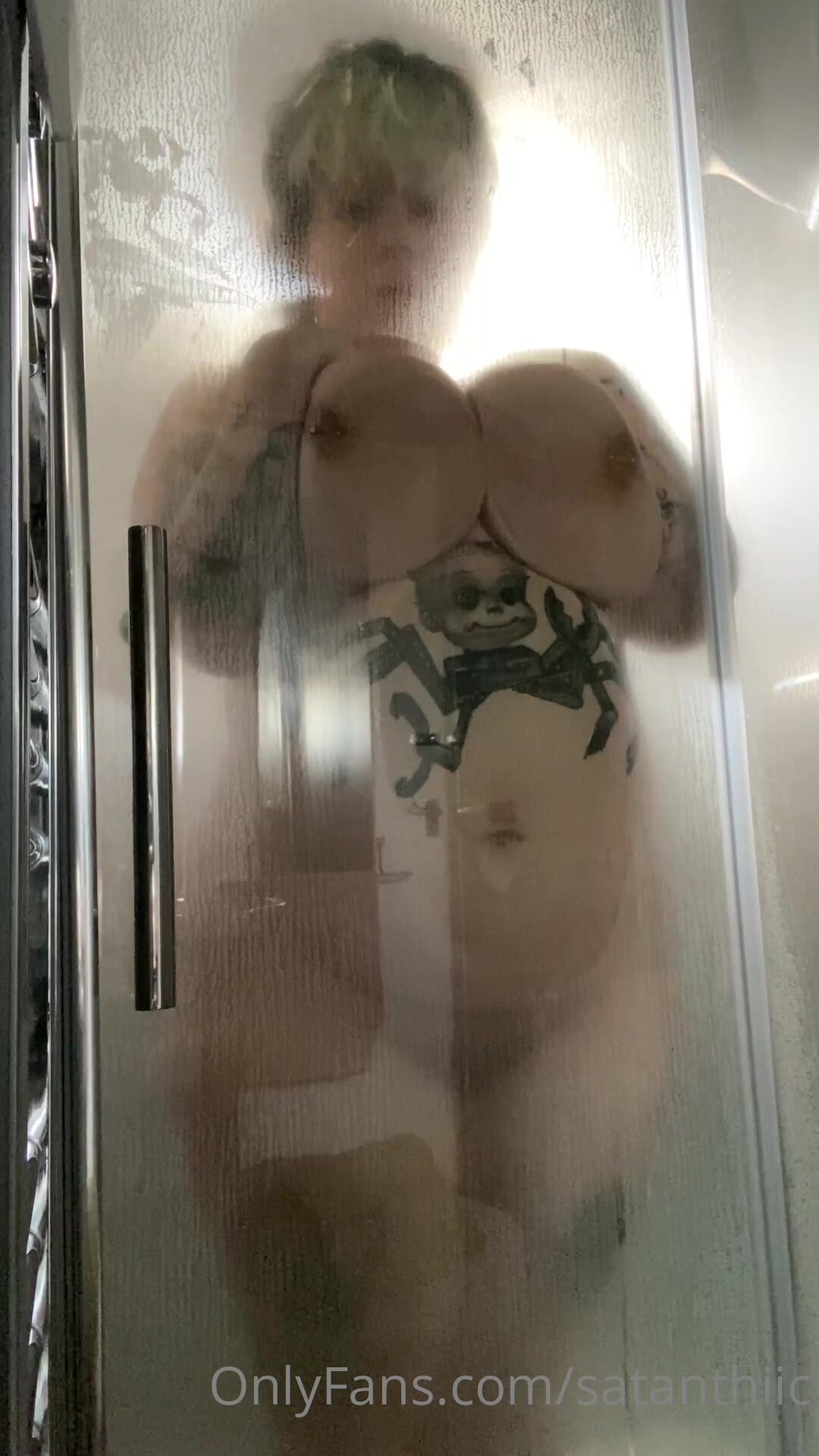 Chubby girl in shower