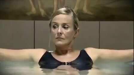Women having a fart competition in the pool