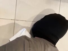 Faggot drinks master's piss from bathroom floor