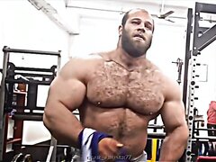 Bearded powerlifter with massive chest