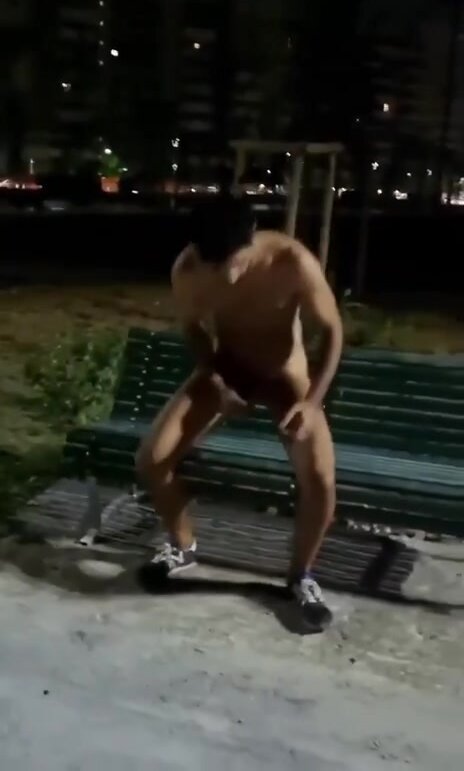 Incredibly hot guy walks naked in the street, handjob