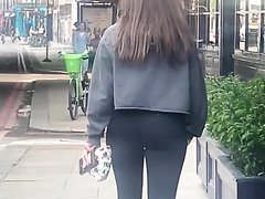 Brunette pawg walking in leggings - video 3