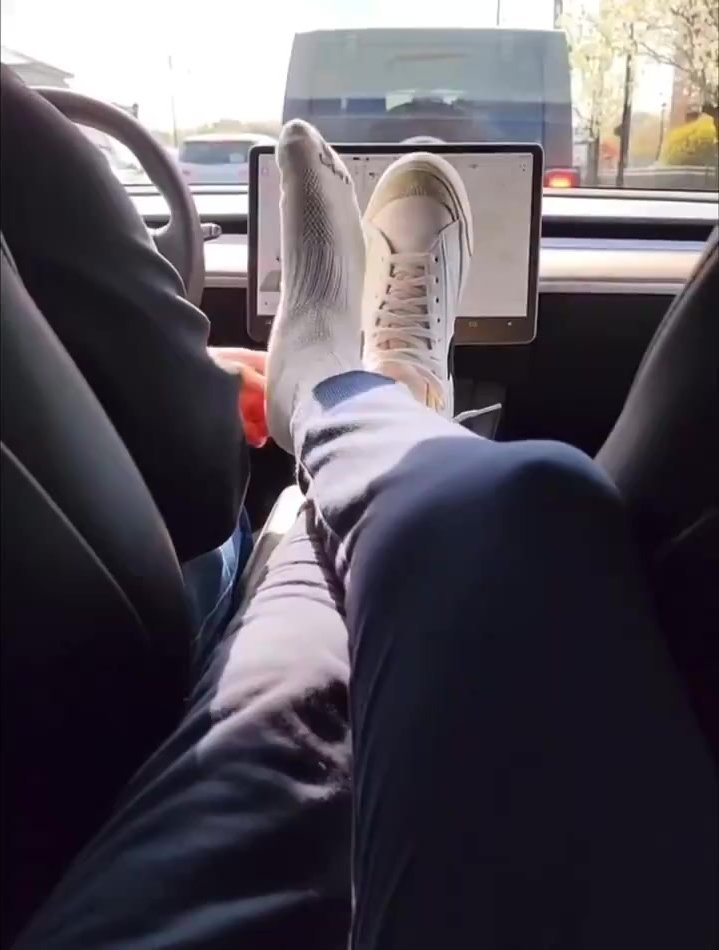 Alpha feet tickled in the car
