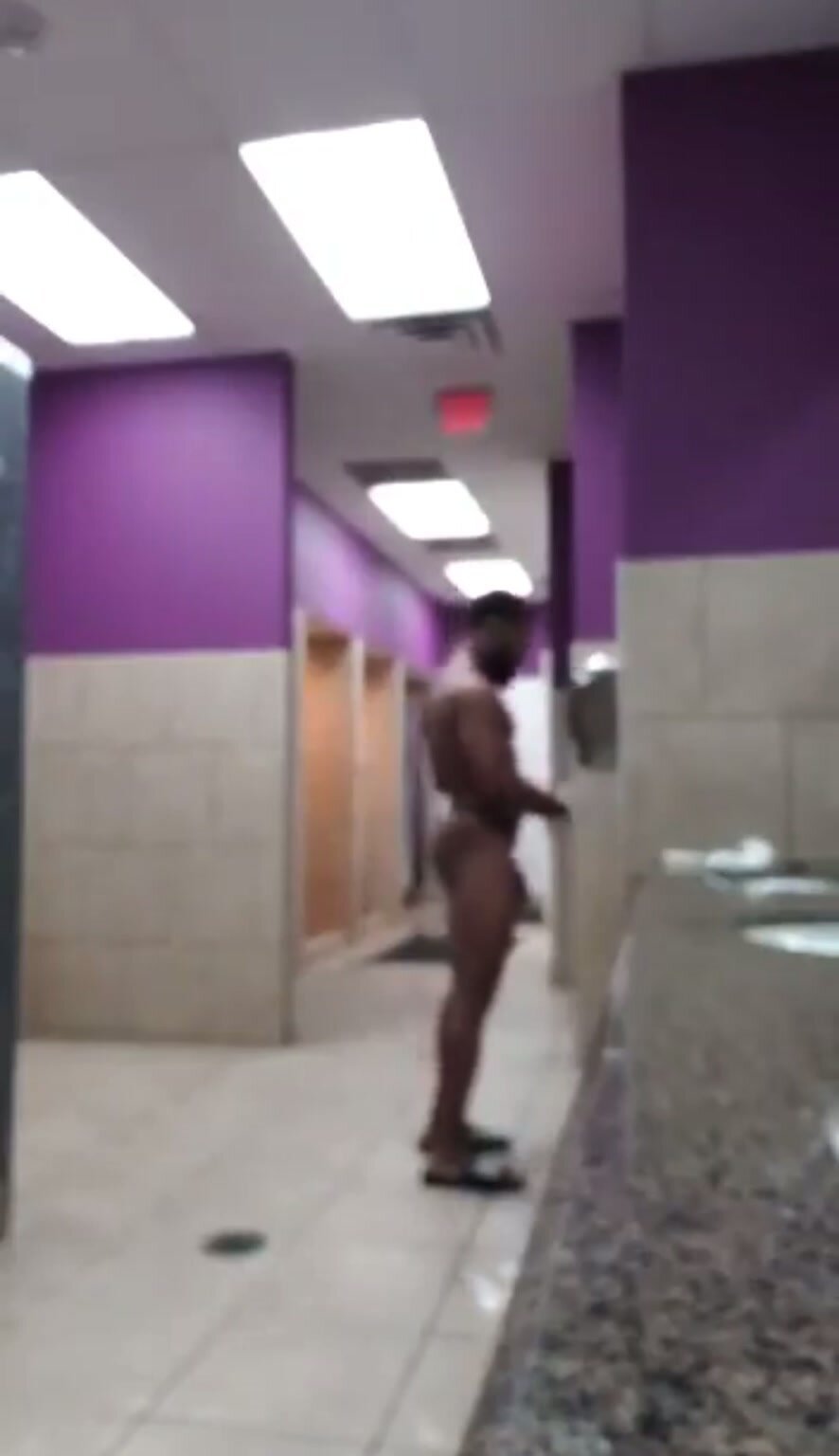 Naked and showing off in gym lockerroom