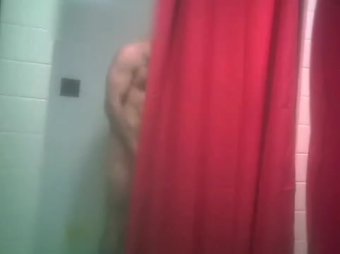 Horny guy in the gym showers