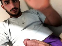 Israeli soldier with big dick jerks in bunk bed