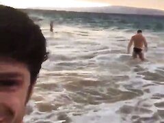 Kerry lad skinnydipping. On beach