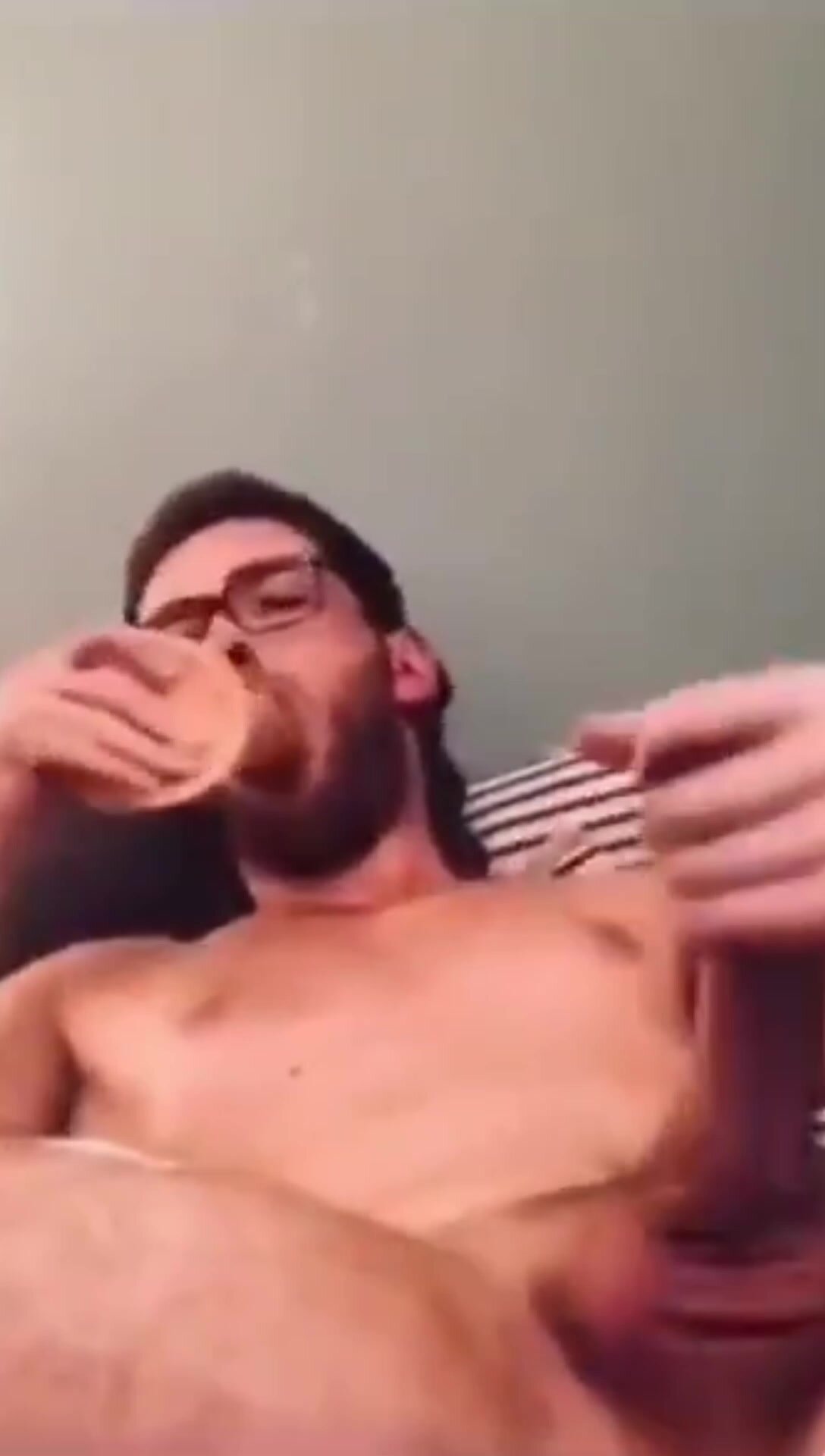 Cumming while sucking the shitty dildo