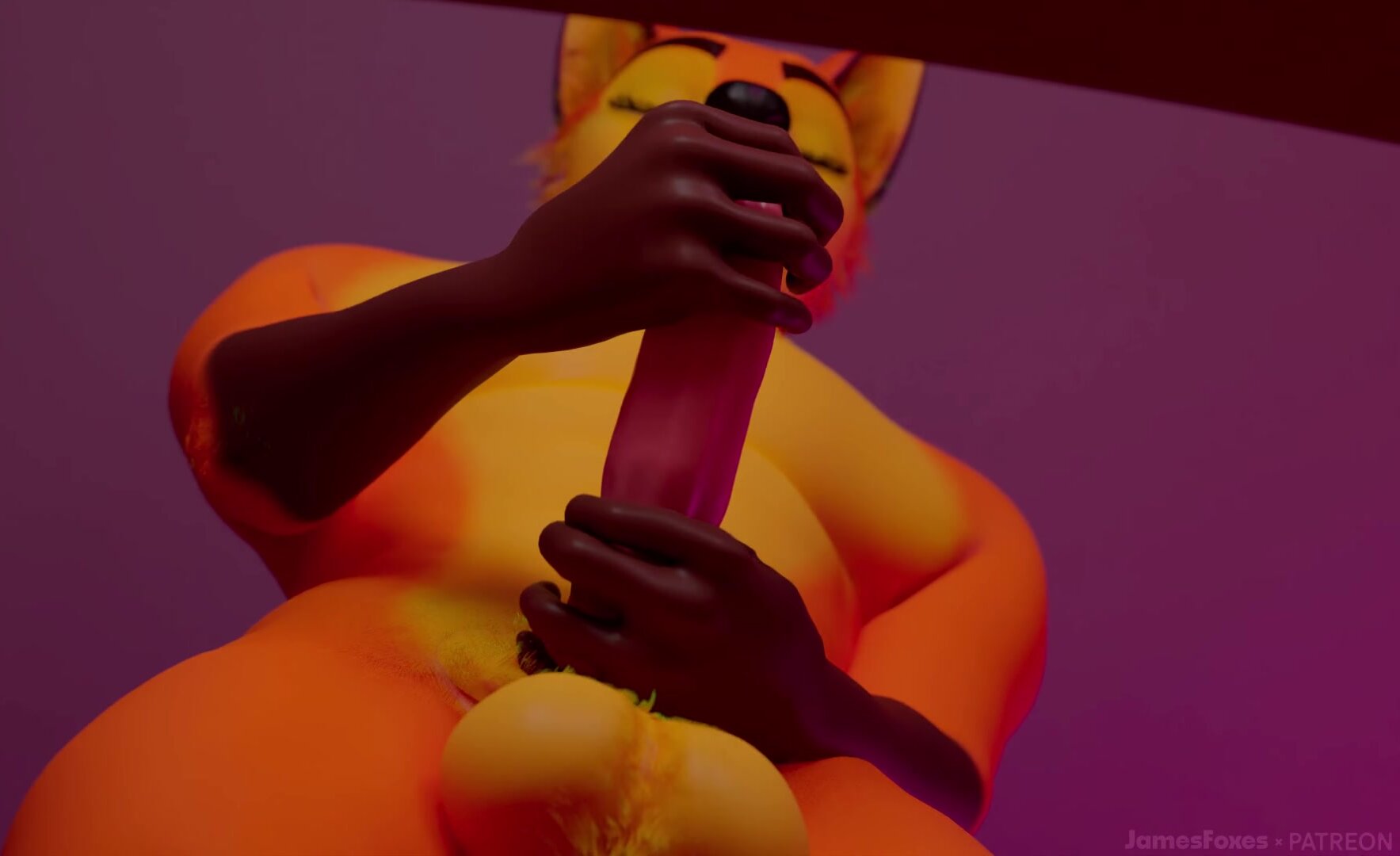 3D Animated Fox Muscle Cock Growth