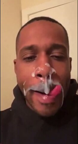 CUTE Cum Slut Licks *THICK* Load Off His Face!