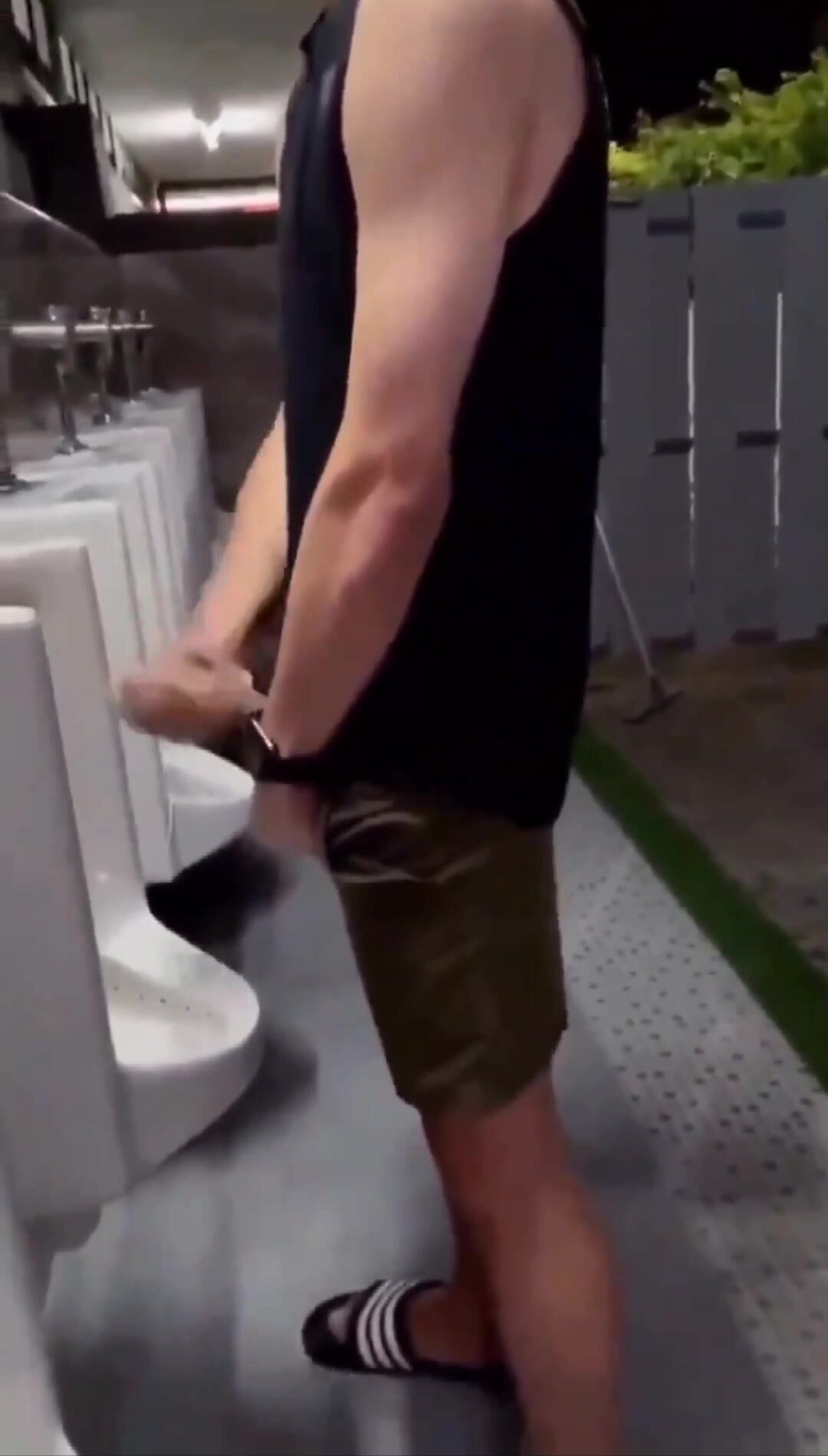 Big cock cums at urinal
