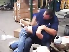 Warehouse workers Fooling around