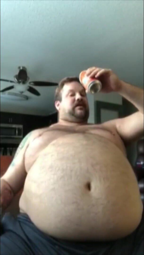 Drinking beer & rubbing fat belly
