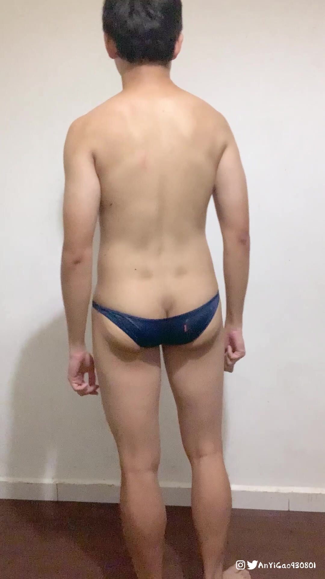Asian boy gets horny and shows off his body