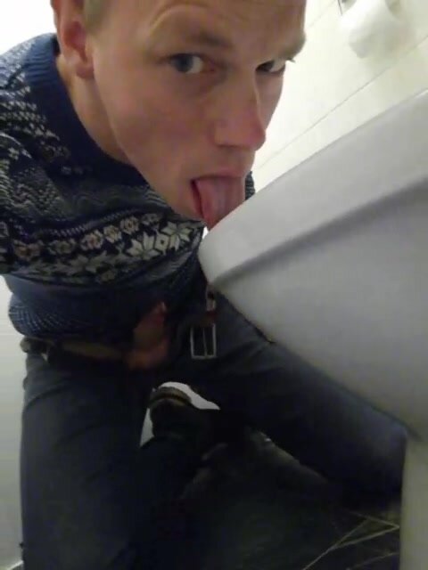 Straight sub licks toilet