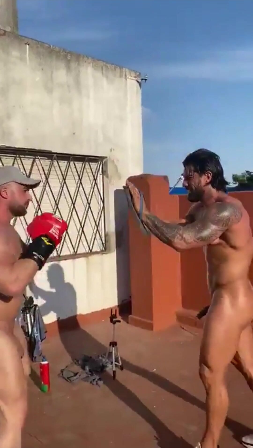 Naked boxing training