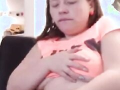 Girl masturbating with tits out