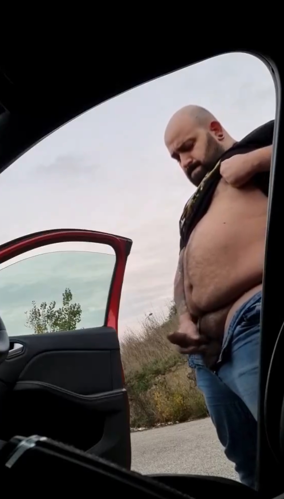 Chub Shoots A Risky Load Outside His Car