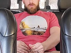 Sexy Bearded Bator Poppers Up and Jerks Off in his Car