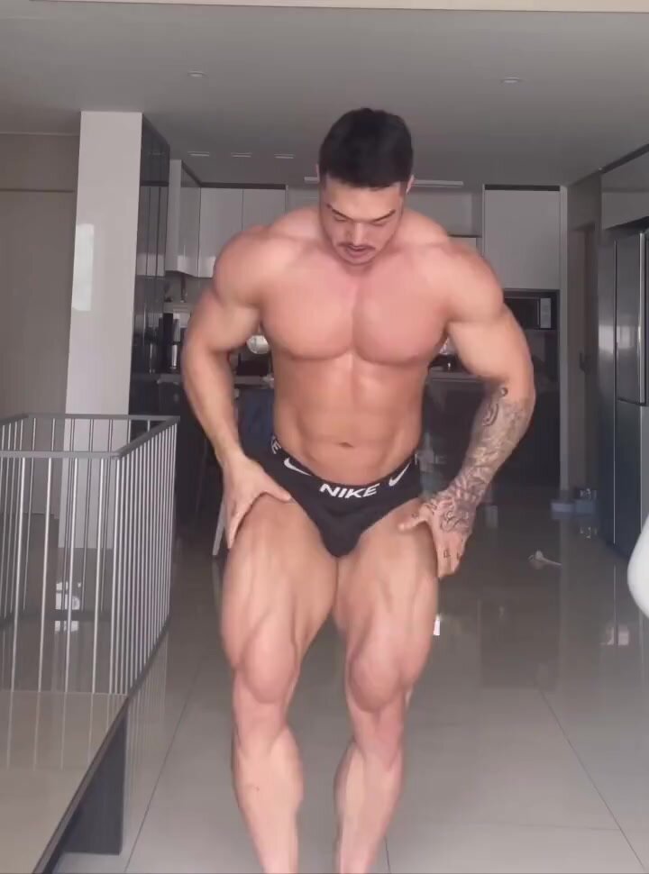 Asian bodybuilder posing