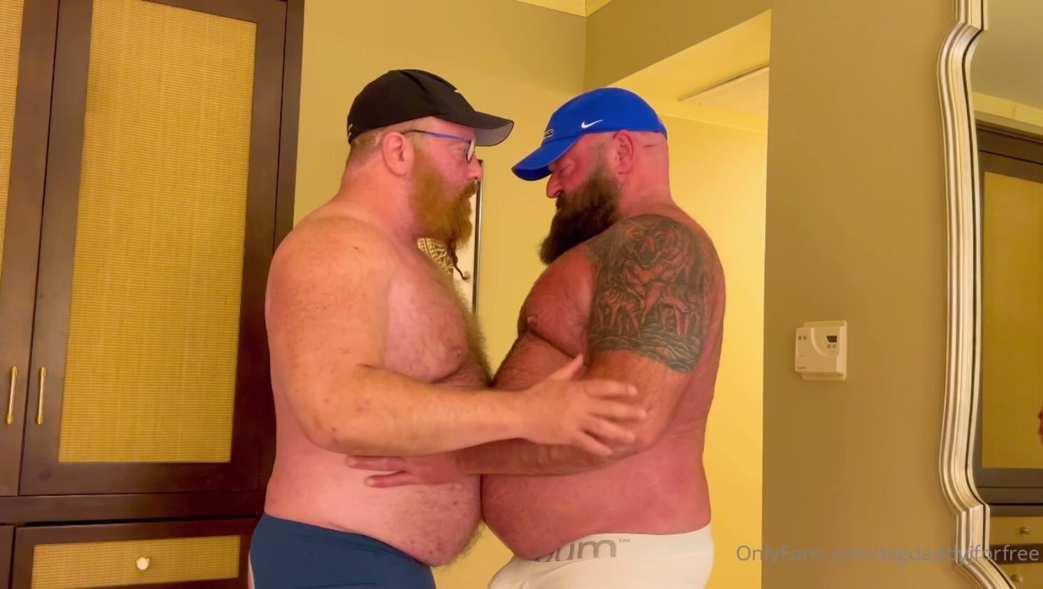 Two bears kissing
