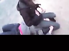 Girl facesit pins other girl in a fight