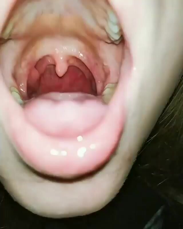 cute teen open mouth swallow