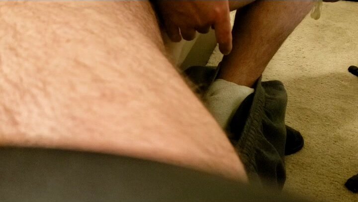 Jerk an Cum in buddies Used Condom