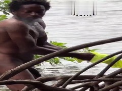big-dicked jamaican caught bathing