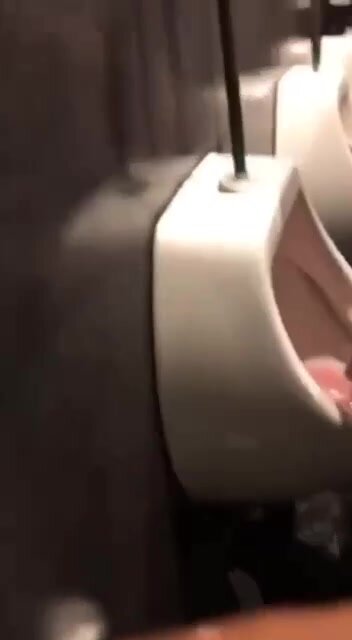fat cock peeing at urinal