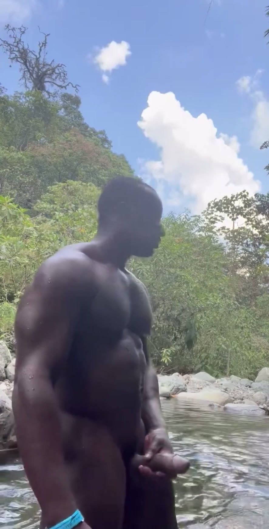 Thighs: Hung African naturist naked in the river - ThisVid.com