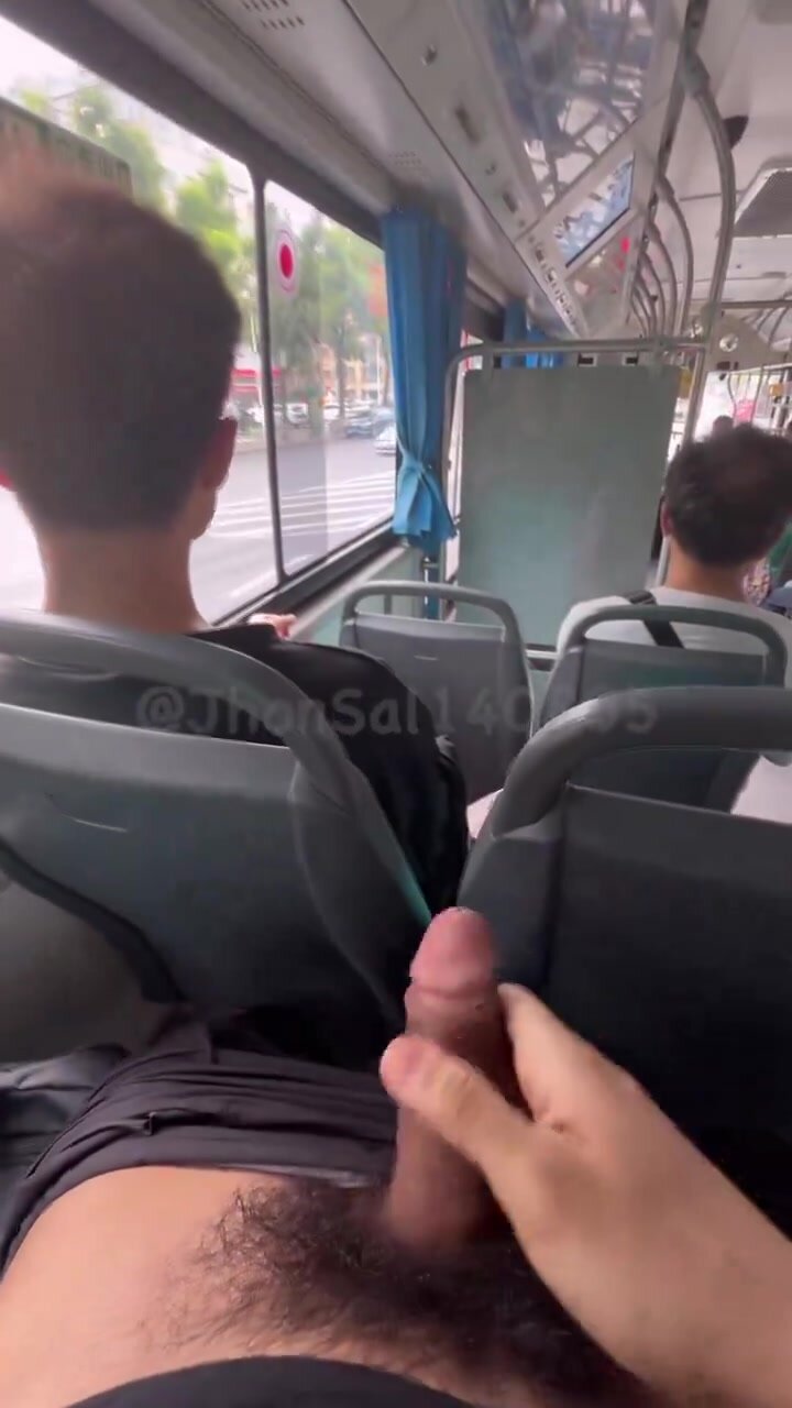 jerking off behind guys head on bus
