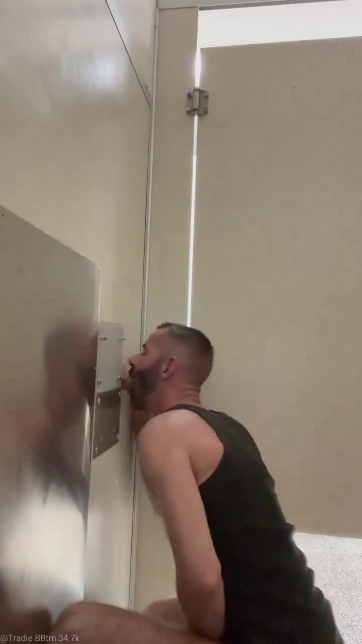 Blowing at public gloryhole