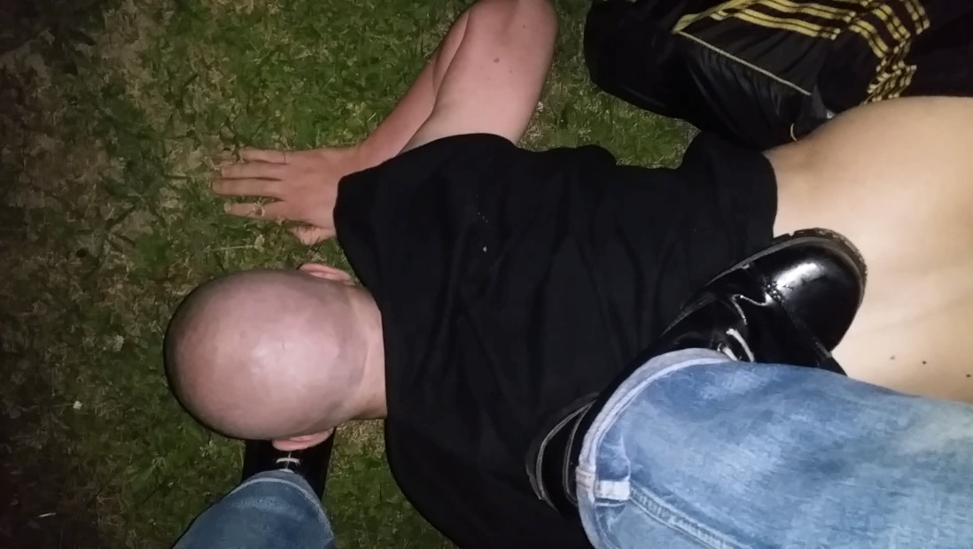 skinhead licking boots