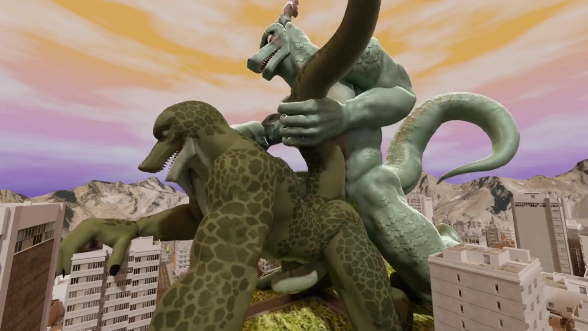 Giant Lizard fucking his friend