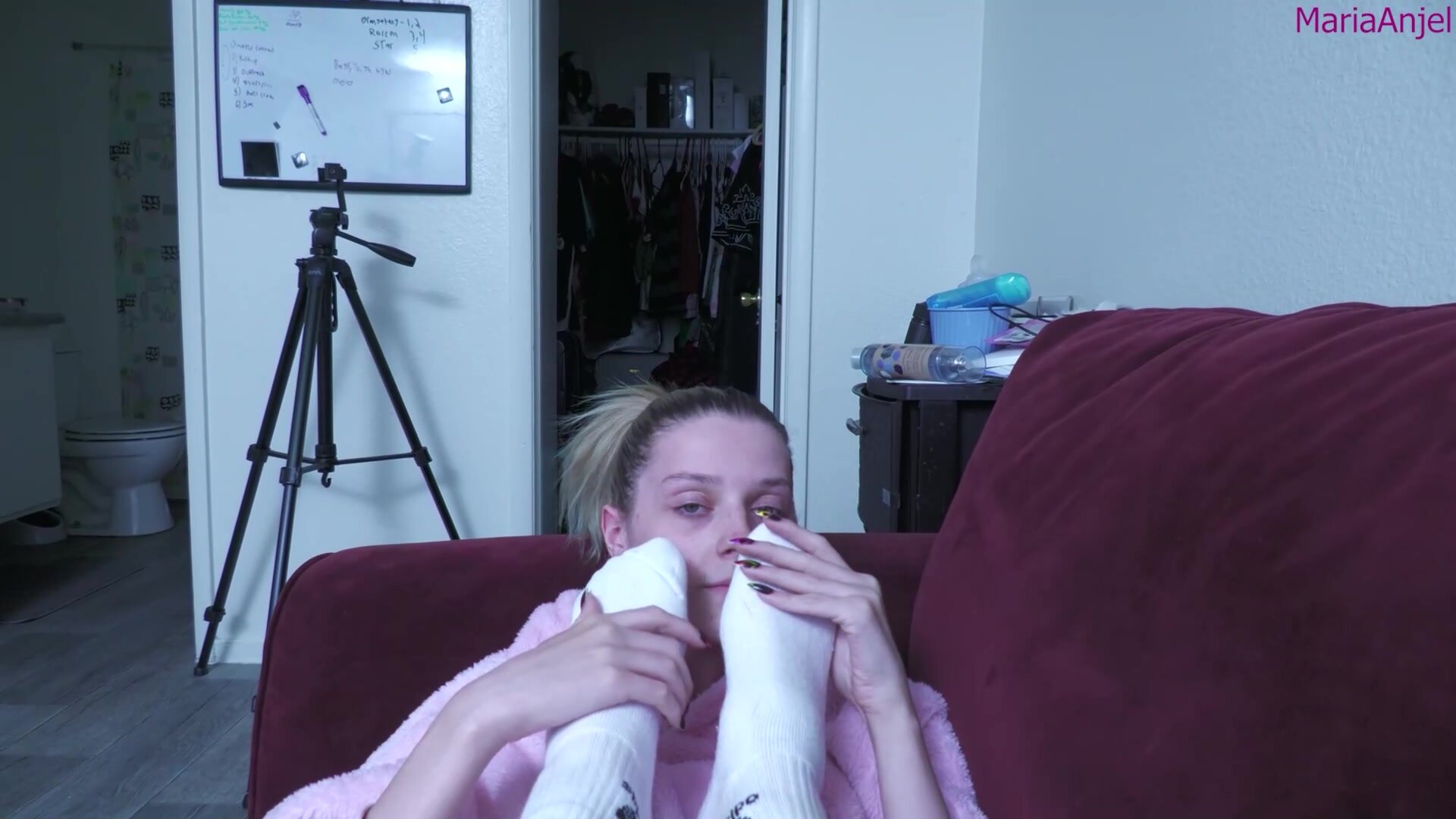 Girl Gets Guy's Hot Sweaty Feet On Her Face