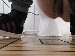 Small dick femboy pissing on bathroom floor