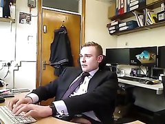 Suit bro jerk off in office and ALMOST get caught