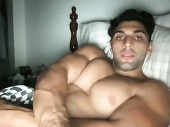 beautiful muscular man with big dick wanks and cums