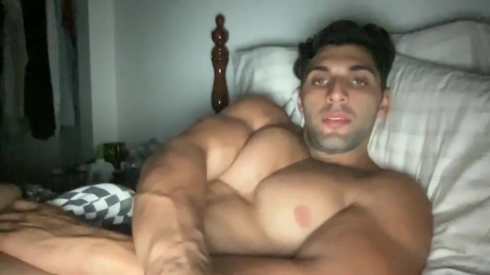 beautiful muscular man with big dick wanks and cums