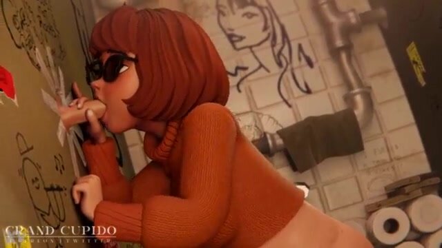 Velma Gloryhole Bathroom blowjob cum Scooby Doo